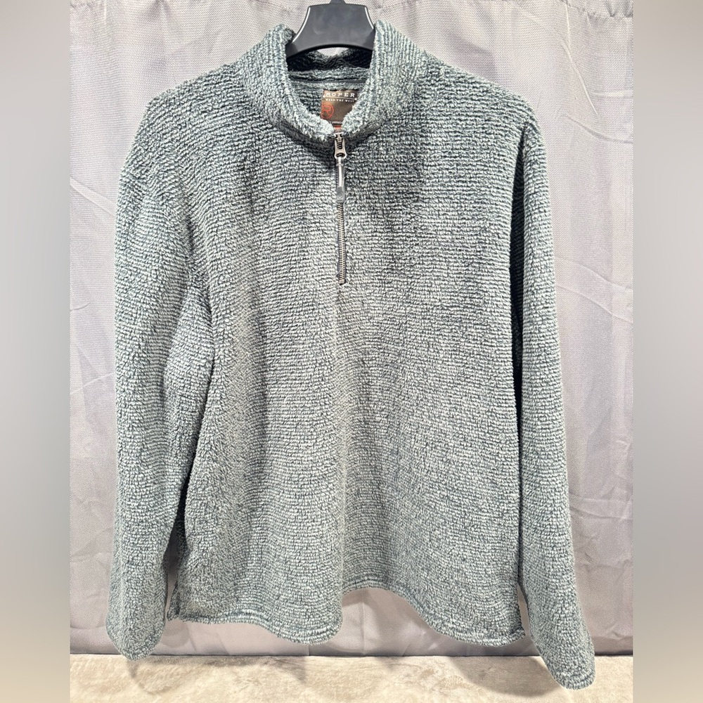 Roper Men's Textured Dark Gray Quarter-Zip Pullover
